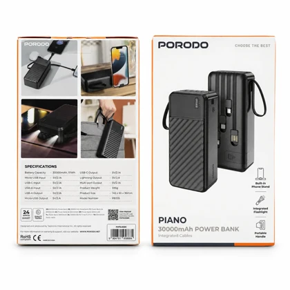 پاوربانک فست پرودو مدل Piano ظرفیت 30000 میلی آمپر ساعت