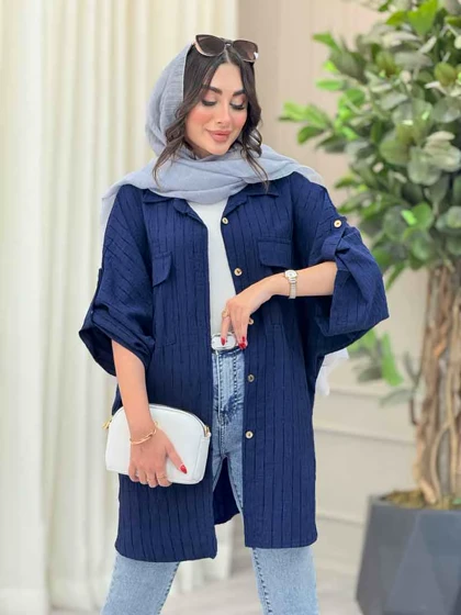 مانتو پانچ آستین پاگن جیب پاکتی