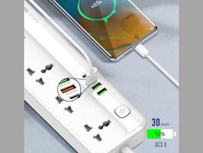 چند راهی برق 5 سوکت، 3 یو اس بی و 1 تایپ سی الدنیو LDNIO SC5415 Power Strip With USB Port