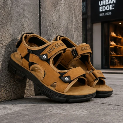 کفش صندل مردانه تابستانی مدل Sina Shoes -عسلی