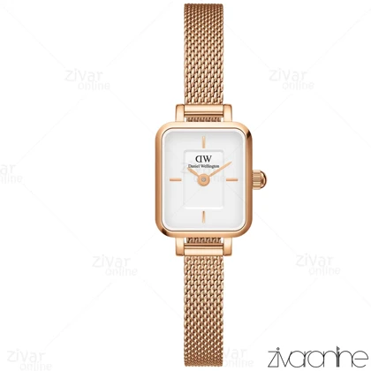 ساعت دنیل ولینگتون زنانه حصیری مستطیلی رزگلد صفحه سفید 105514