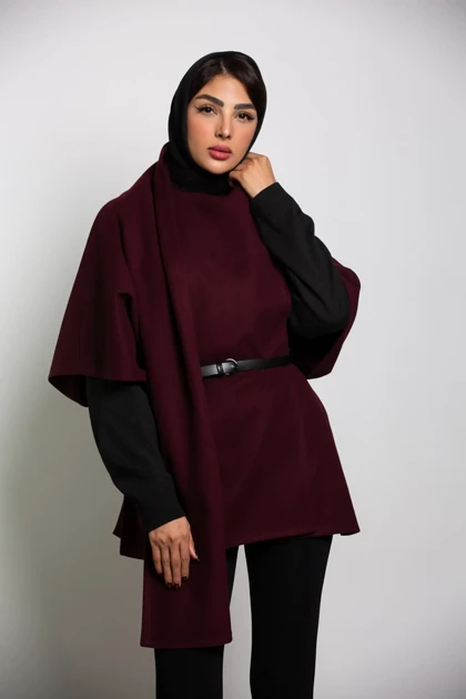 پالتو پانچ رویا با کمربند چرم