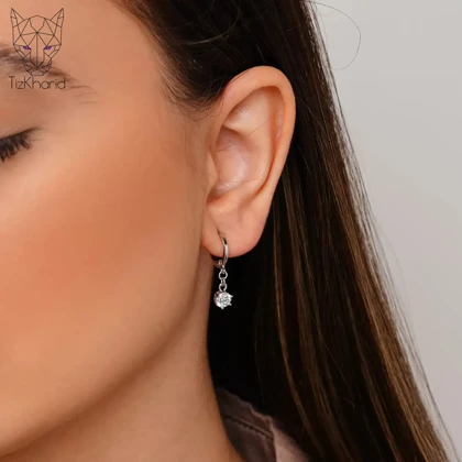 گوشواره حلقه‌ای آویز الماس ژوپینگ