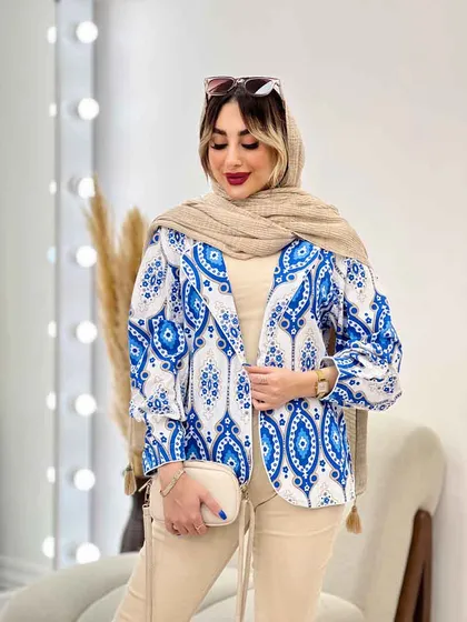 مانتو طرح دار مغزی دوزی