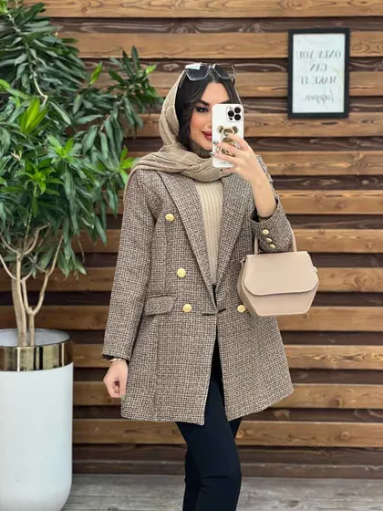 مانتو کتی جیب نما دکمه طلایی