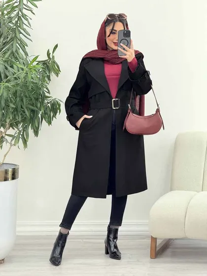 بارانی جین ترکیبی دو جیب