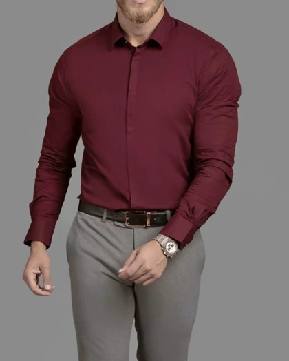 پیراهن دوشین زرشکی مردانه