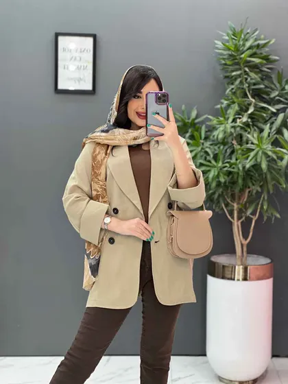 مانتو کتی یقه آرشال چهار دکمه