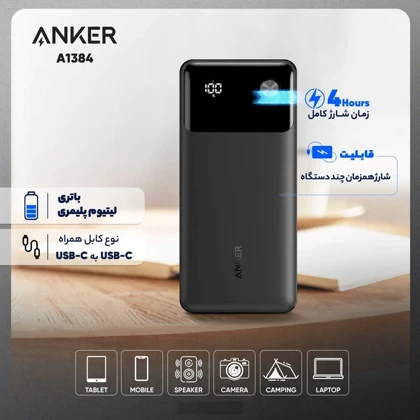 پاوربانک انکر مدل PowerCore 30W A1384 ظرفیت 20000 میلی آمپر ساعت