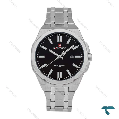 ساعت مچی نیوی فورس NF9226 مردانه سیلور صفحه مشکی NaviForce-7000-G