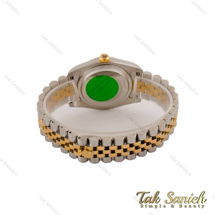 ساعت رولکس مردانه دورنگ طلایی صفحه سفید صدفی ایندکس خطی Rolex-5025-G