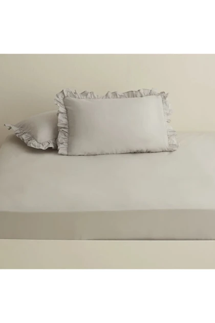 ملحفه یک نفره Karaca Home مدل Basic پنبه‌ای - طوسی