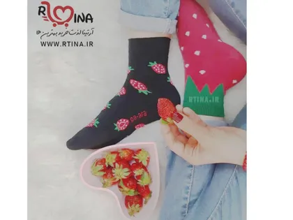 جوراب تا به تا طرح توت فرنگی