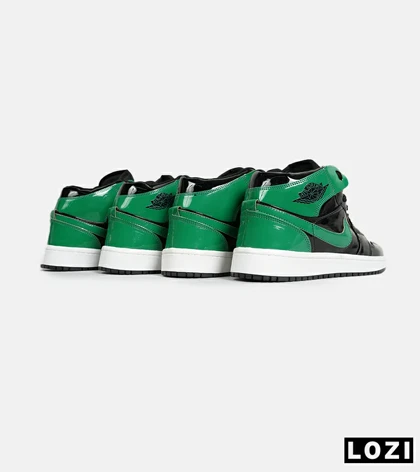 کفش کتانی ساق‌دار مردانه و زنانه مشکی سبز NIKE jordan 1 مدل 6965