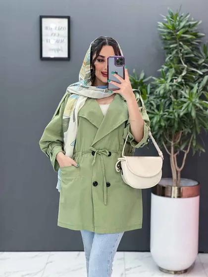 مانتو لینن چهار دکمه آستین بندی