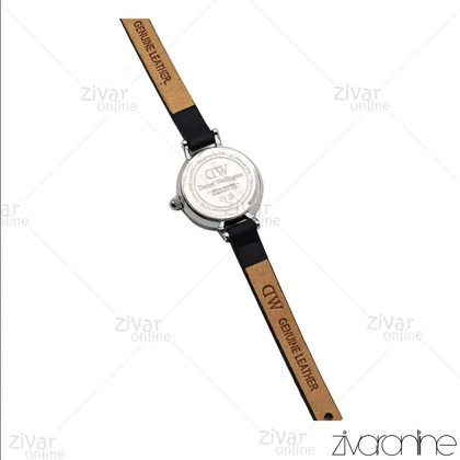 ساعت دنیل ولینگتون زنانه گرد مینی قاب سیلور صفحه سفید بند چرم 106770