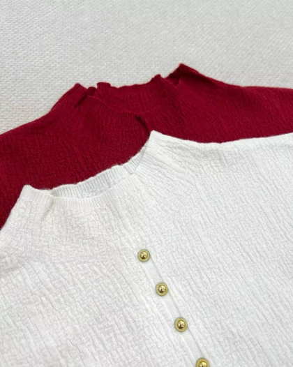 بلوز آستین سه ربع نما دکمه کد 5518