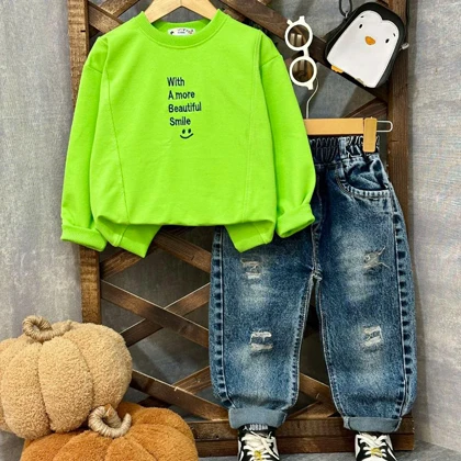 بلوز و شلوار جین پسرانه مدل Smile