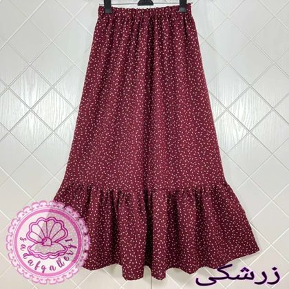 دامن کرپ پفکی بلند شکوفه ریز