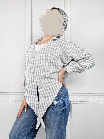 شومیز جلوبسته لمه دار جلو گره‌ای