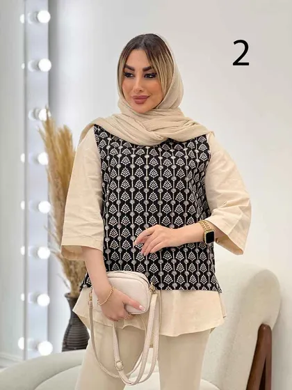 وست طرح دار لینن نچرال