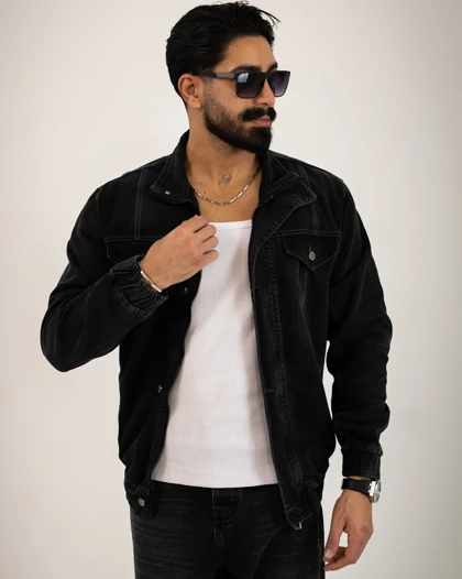 کت جین مردانه باکسی زیپ‌دار_کد4632