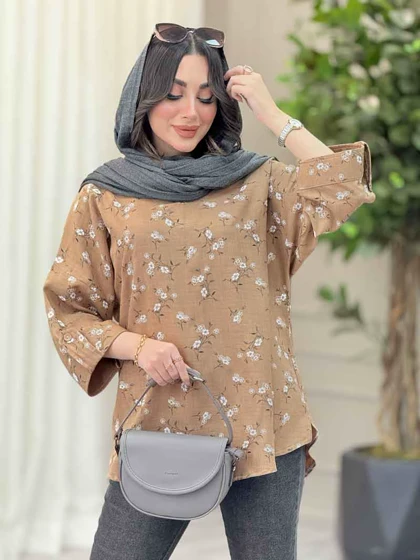 شومیز طرح گل آستین پاگن