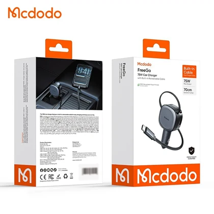 شارژر فندکی فست شارژ مک دودو MCDODO مدل CC-156 توان 75 وات با کابل