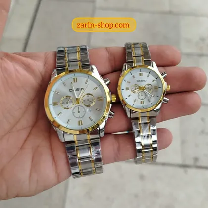 ست ساعت کاسیو زنانه مردانه دو رنگ