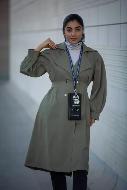 بارانی کتان بلند پشت کش