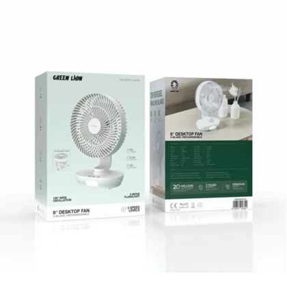 پنکه شارژی رومیزی گرین لاین مدل GREEN LION 8 DESKTOP FAN GN8INDSKFWH