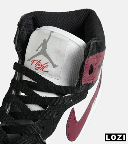 کفش کتانی ساق‌دار مردانه و زنانه سفید مشکی زرشکی NIKE jordan 1 مدل 7832