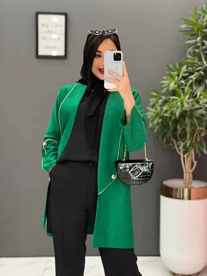 مانتو کتان لمه مغزی دوزی