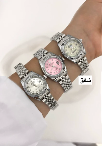 ساعت رولکس زنانه صفحه سفید و صورتی774
