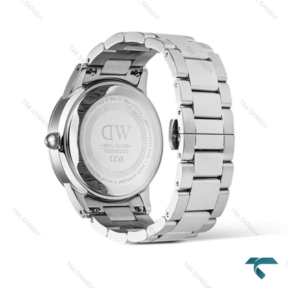 ساعت دنیل ولینگتون مردانه آیکونیک پارادایم سیلور صفحه مشکی DW-7632-G