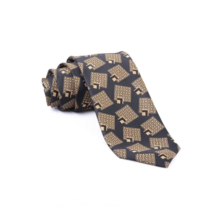 ست کراوات و پوشت جیبی مشکی و طلایی 9897