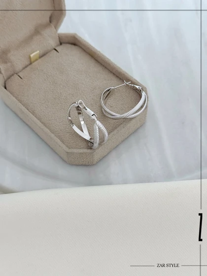 گوشواره حلقه‌ای دو لاین متقاطع