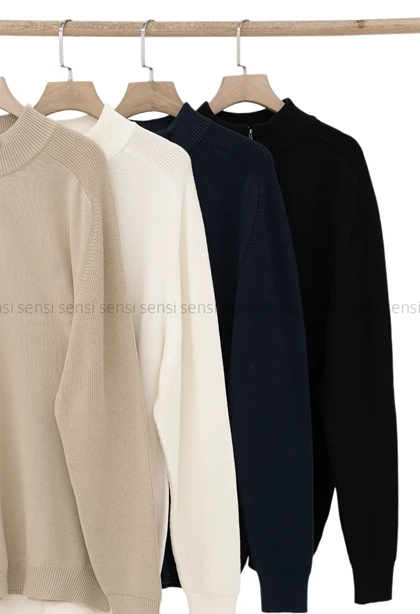 بلوز بافت یقه 5سانت نیم زیپ مردانه کد20000041