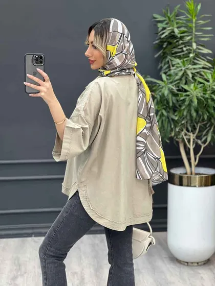 مانتو لینن جیب دکمه