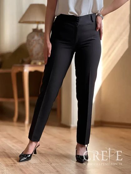 شلوار کرپ کلاسیک جلوزیپ قد 100