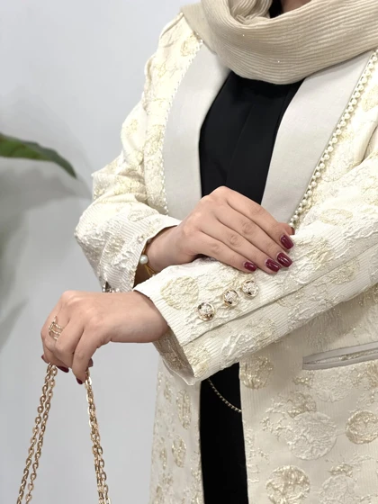 مانتو کتی ژاکارد مروارید دوزی ویونا
