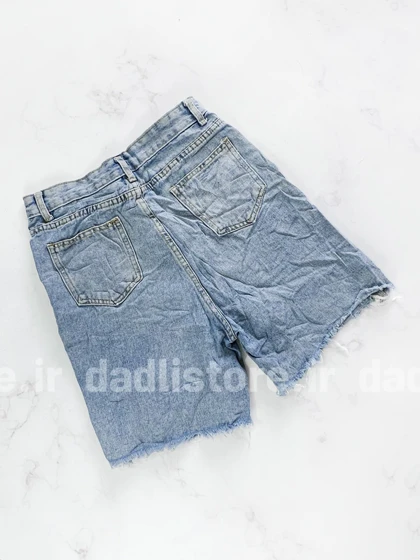 شورتک کوتاه جین پاچه ریش زاپ‌دار