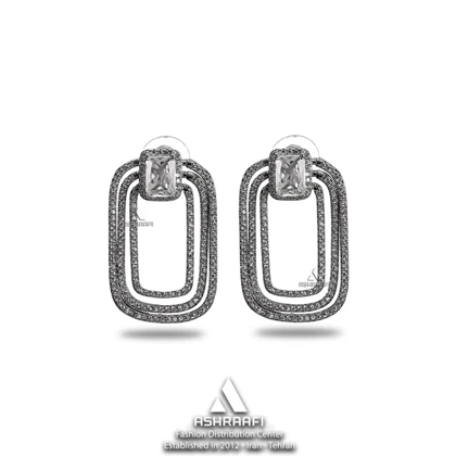 گوشواره مستطیلی نگین‌دار Diamond Earrings S01