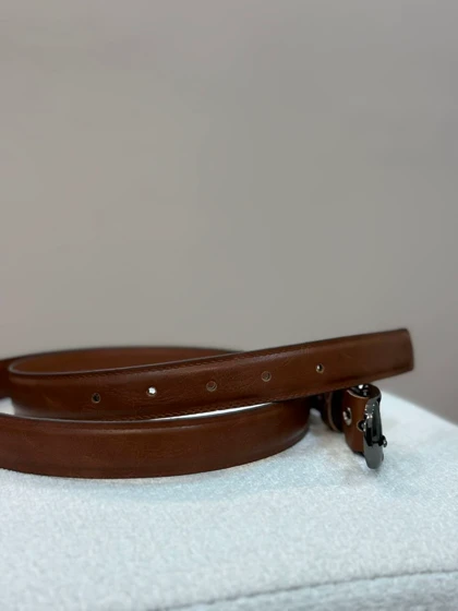 کمربند چرم قهوه ای