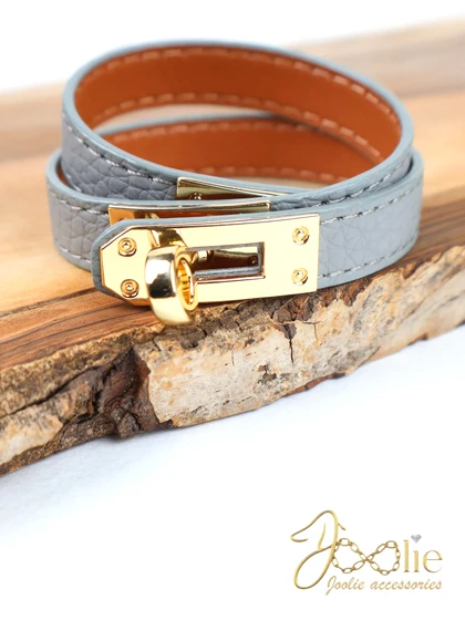 دستبند چرمی لوکس قفل هرمس کد B2219