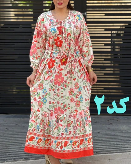 پیراهن فلور حاشیه‌دار بندی 6136