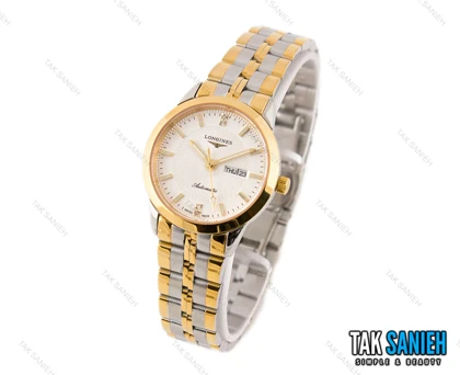 ساعت لونژین زنانه طلایی نقره ای صفحه سفید Longines-2188-L