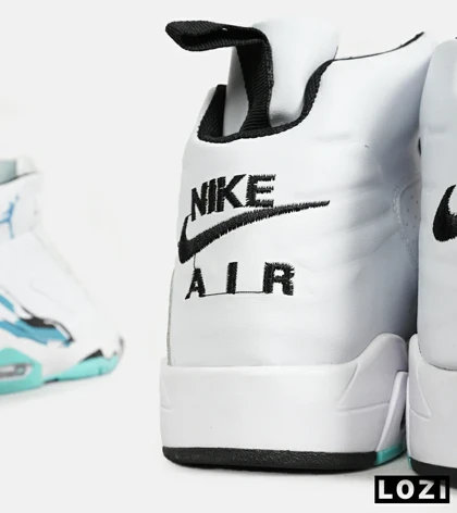کفش کتانی ساق‌دار مردانه سفید آبی Nike air jordan 5 v02