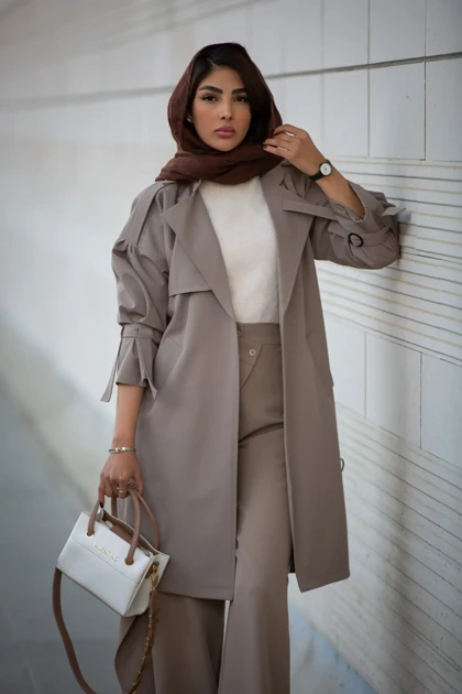 بارانی سانتانا تک شنل آستین بنددار