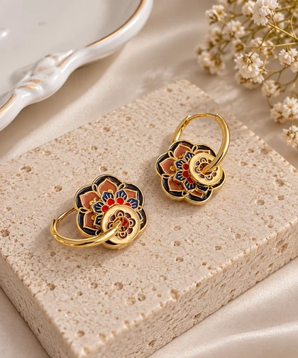 گوشواره میناکاری نقش فرش کد 2